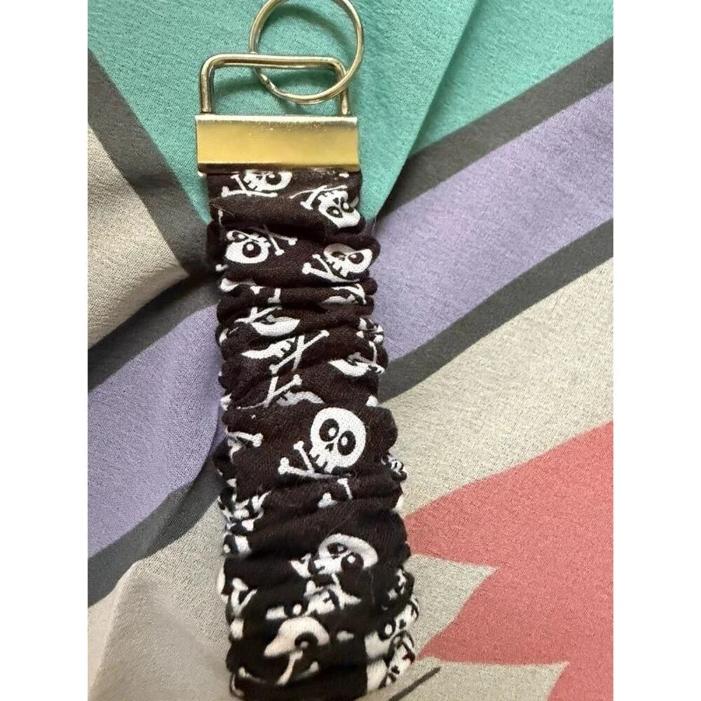 Skull & Crossbones Scrunchie Wristlet Keychain